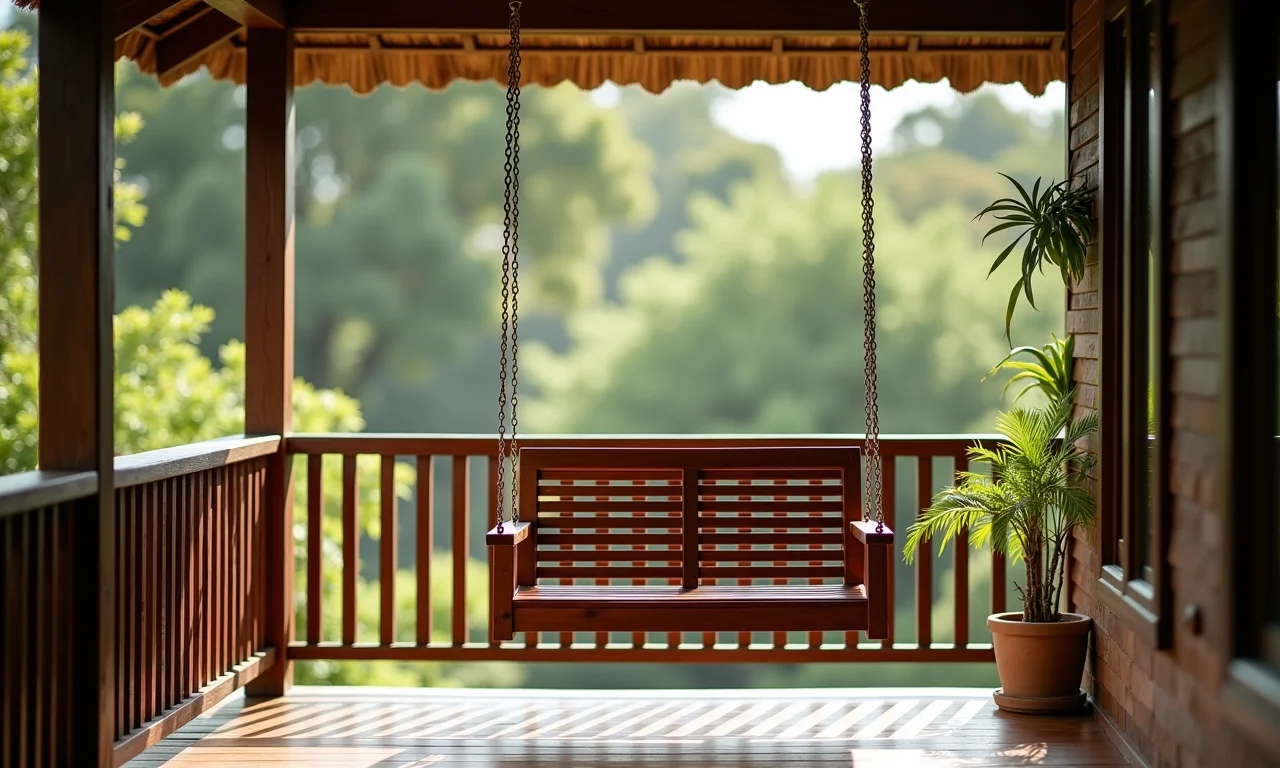 Cadeira suspensa de balanço em varanda brasileira