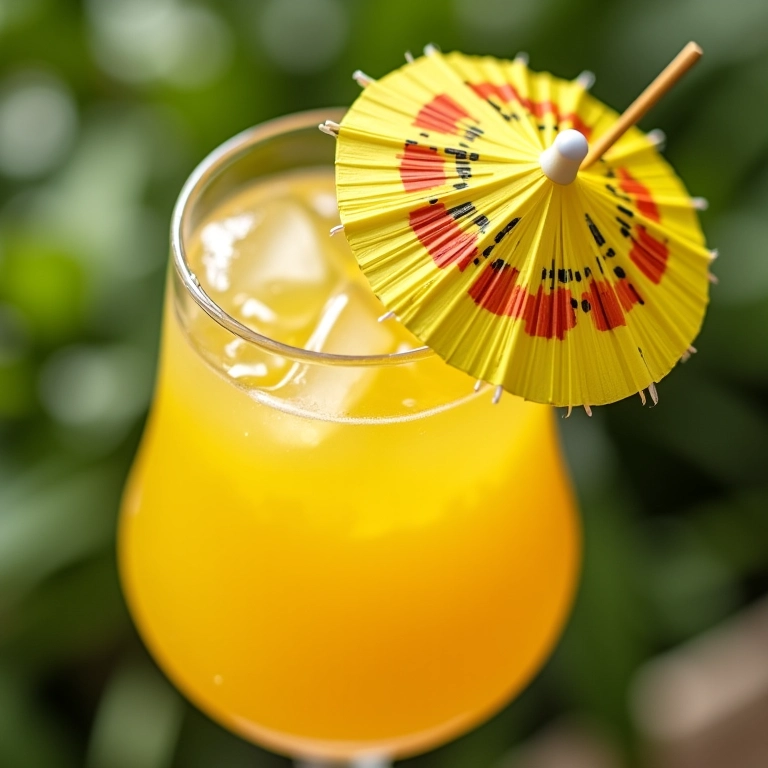 Caipirinha com guarda-chuva decorativo.