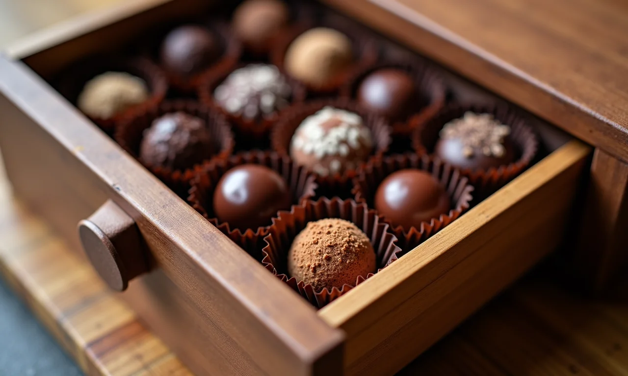 Caixa de bombom com gaveta deslizante.