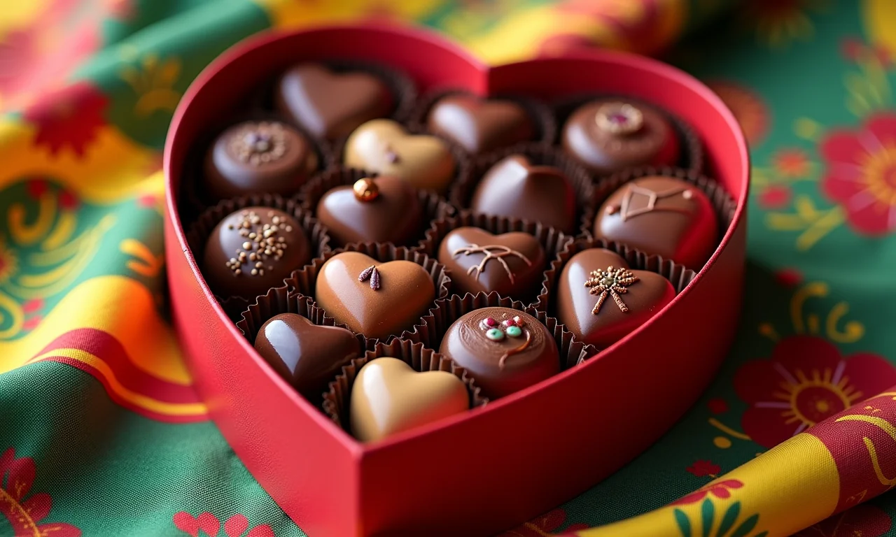 Caixa de bombom em formato de coração.