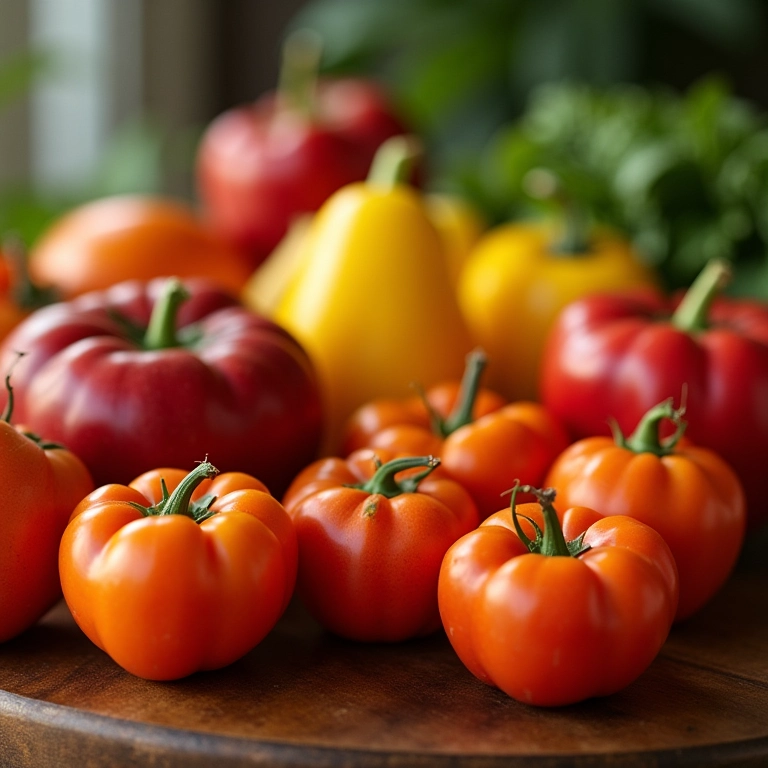 Cajaranas frescas em cima de uma mesa de madeira rústica.