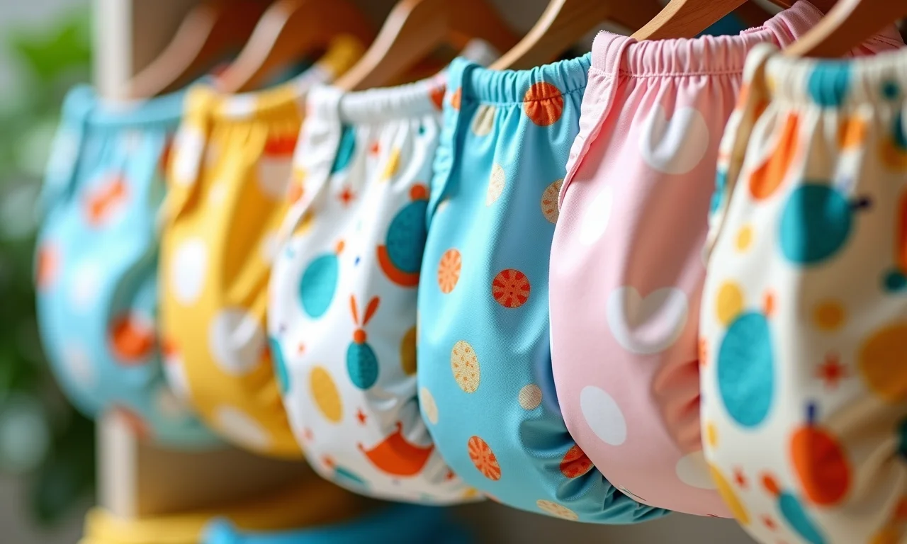 Calças plásticas de bebê com estampas divertidas.