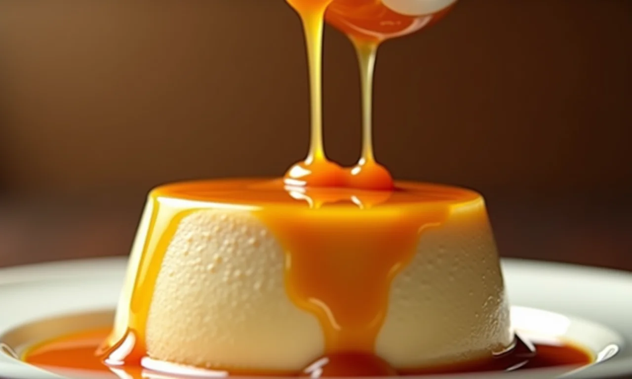 Calda de caramelo no pudim.