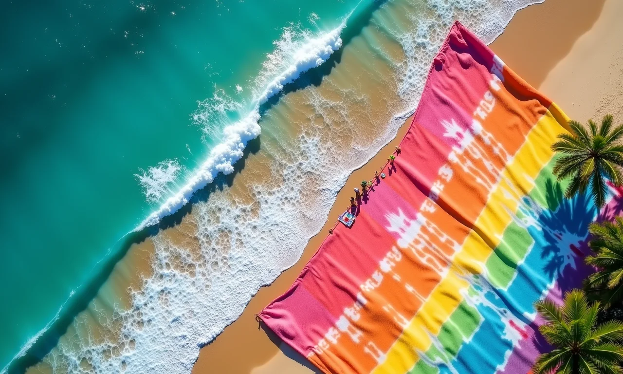 Canga tie-dye com cores vibrantes.