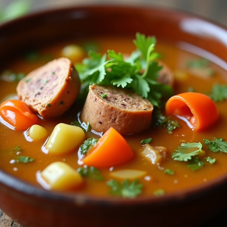 Canja de legumes com carne para bebês.