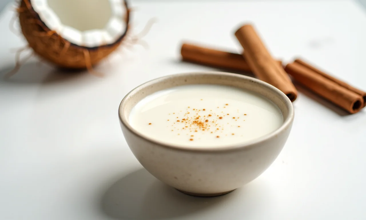 Canjica cremosa vegana com leite de coco.