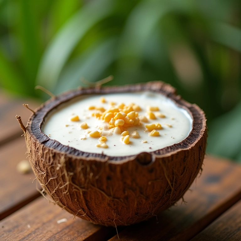 Canjica vegana com leite de coco.