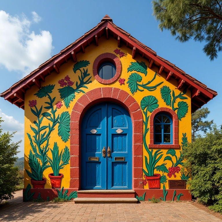 Capelinha colorida pintada com tinta vibrante.