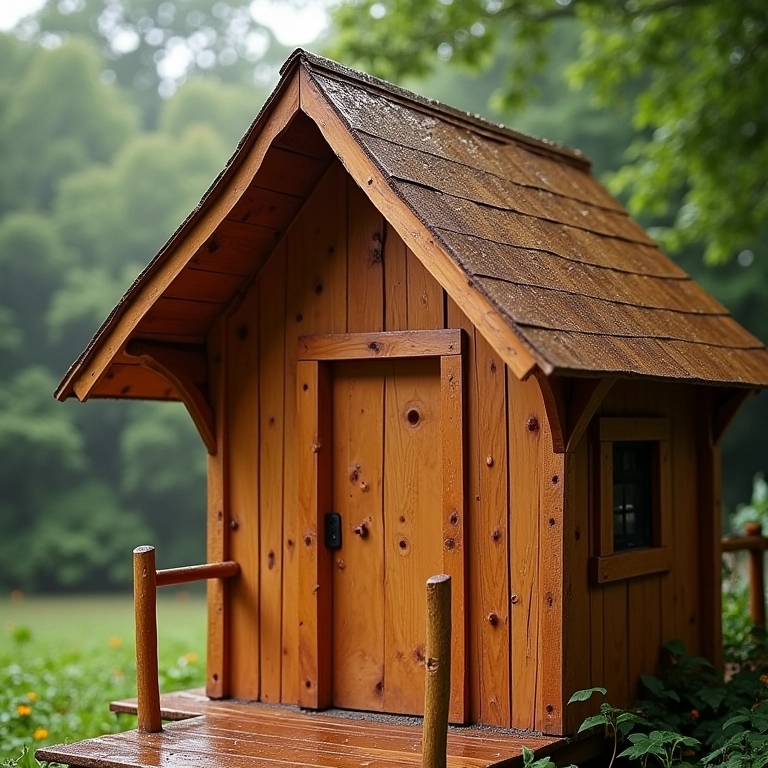 Capelinha de madeira protegida contra umidade.