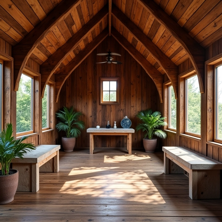 Capelinha rústica feita com madeira de demolição.