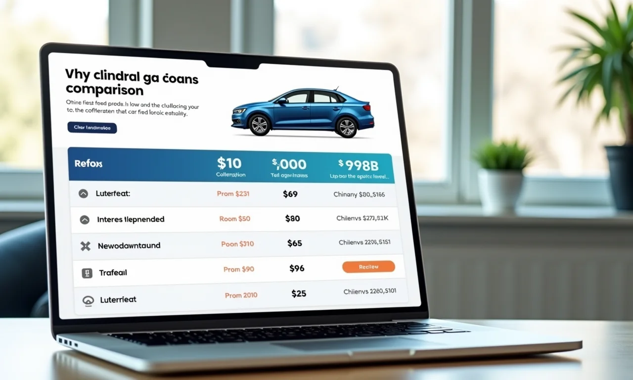 Captura de tela de site de comparação de taxas de juros de financiamento.