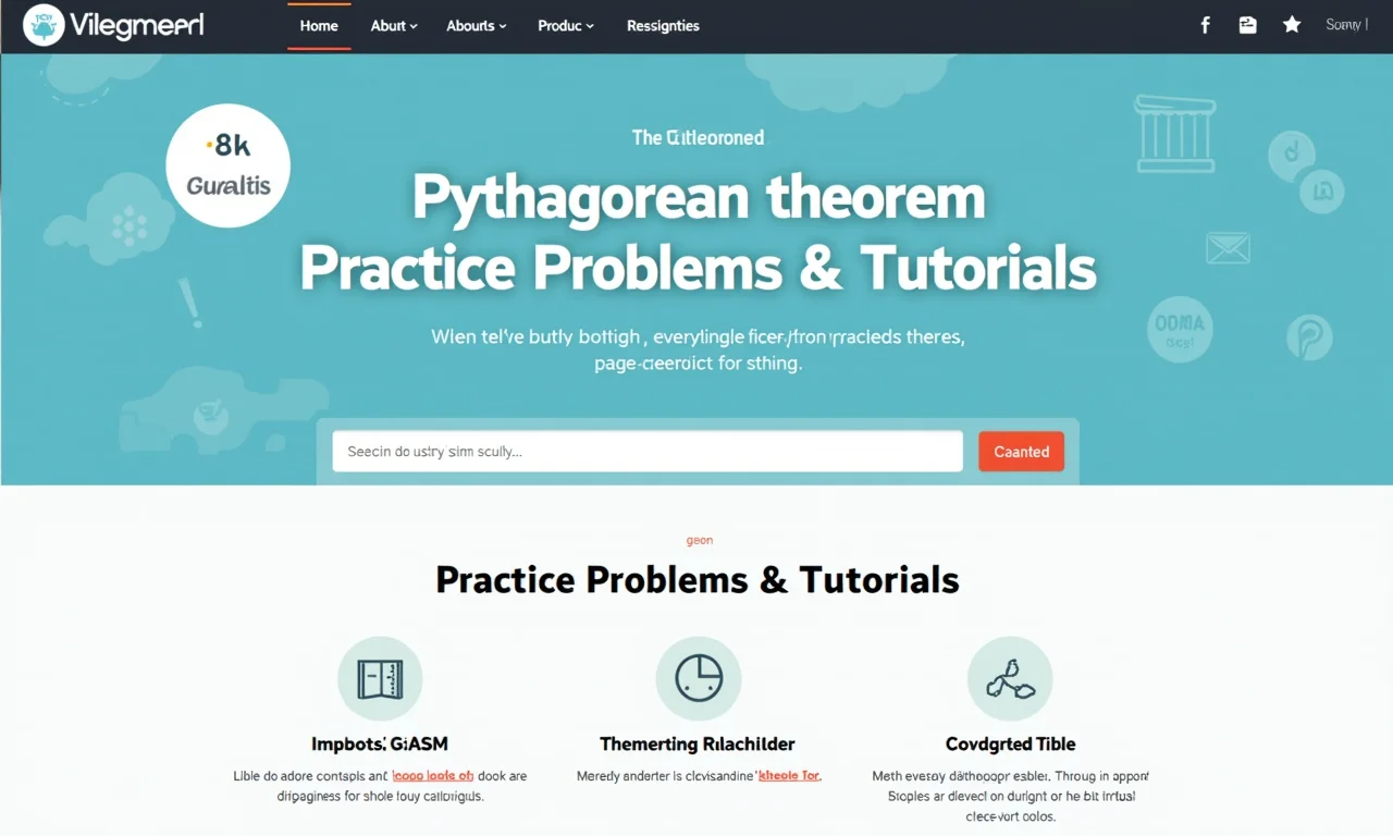 Captura de tela de um site com exercícios interativos sobre o Teorema de Pitágoras.