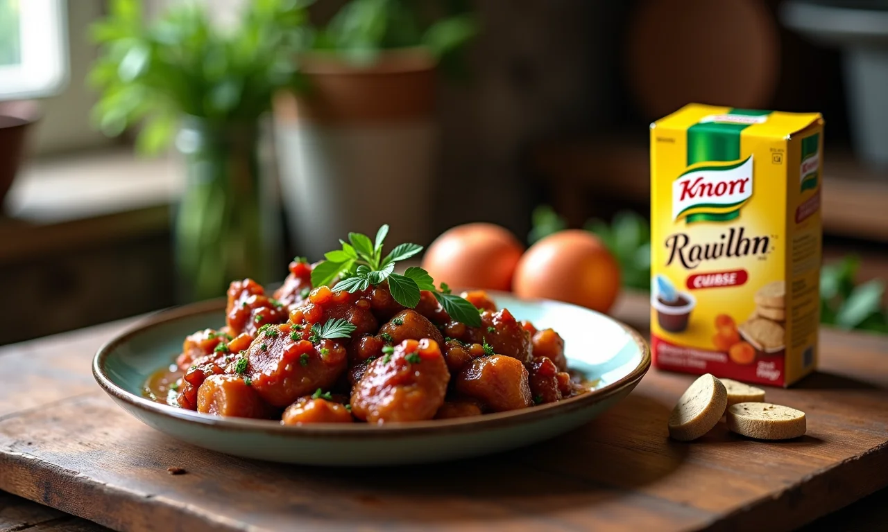 Carne de panela com caldo Knorr.