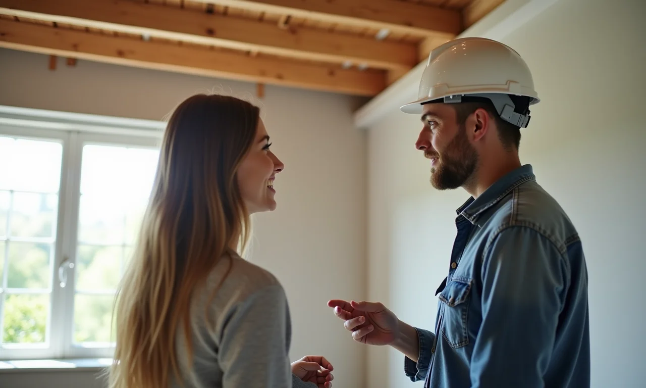 Casal acompanhando a execução da reforma de perto.