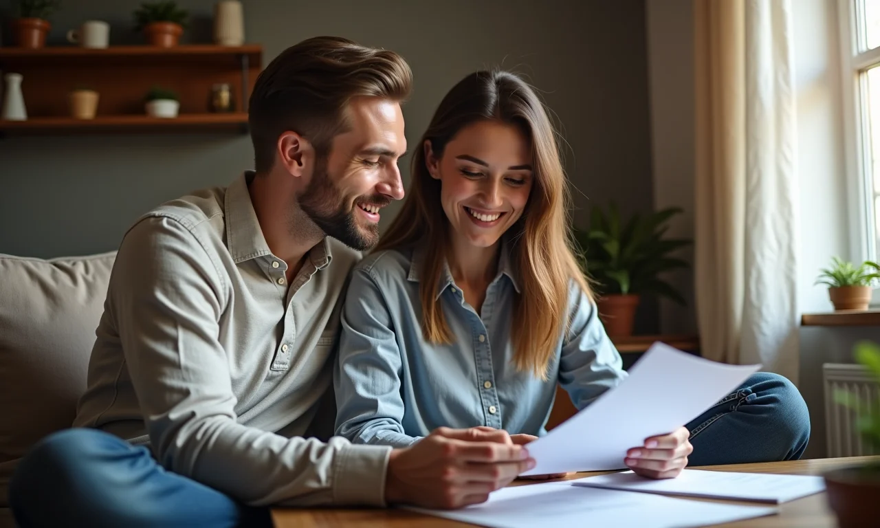 Casal analisando o orçamento para a construção de um sobradinho.