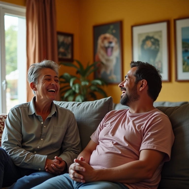 Casal feliz após vasectomia.