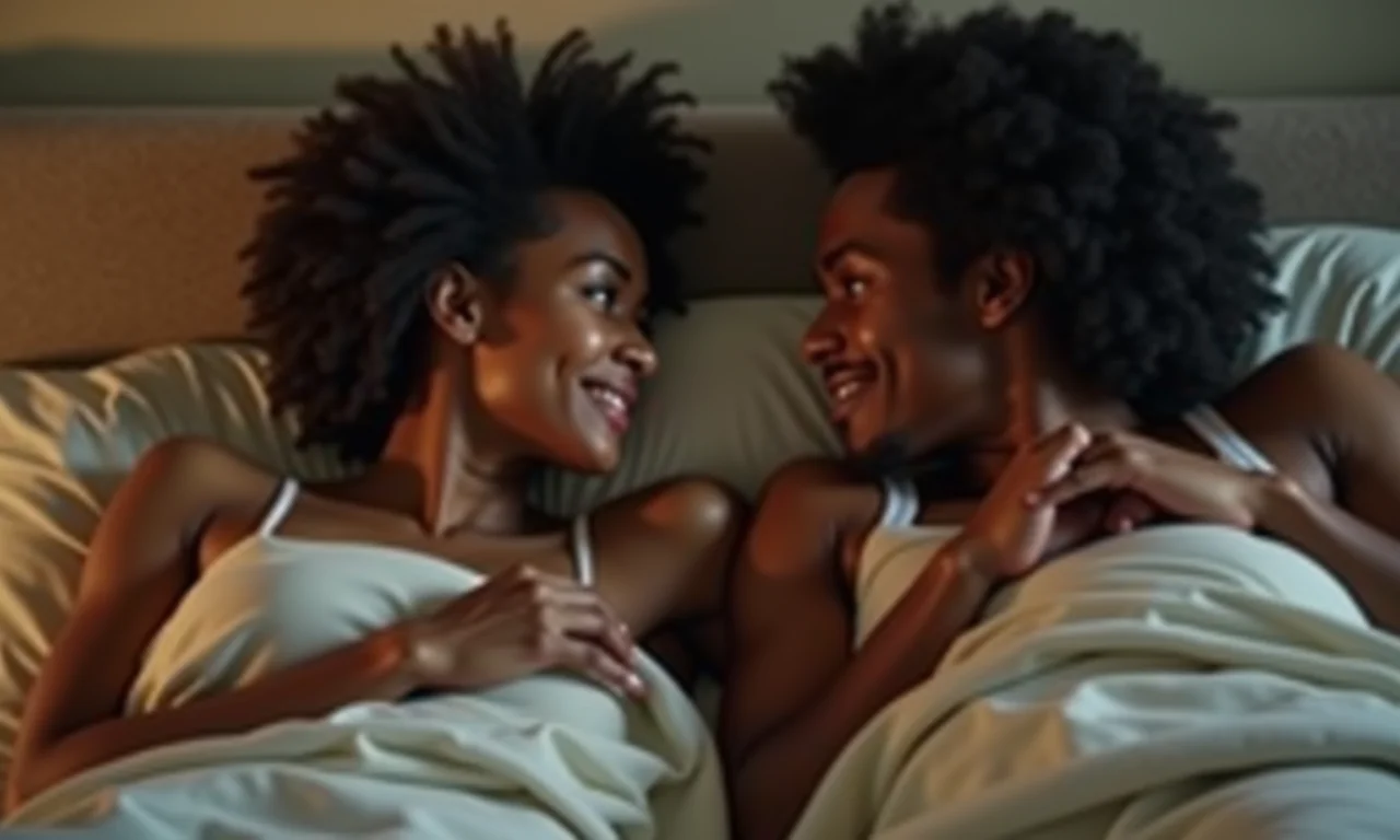 Casal tendo conversa íntima na cama.