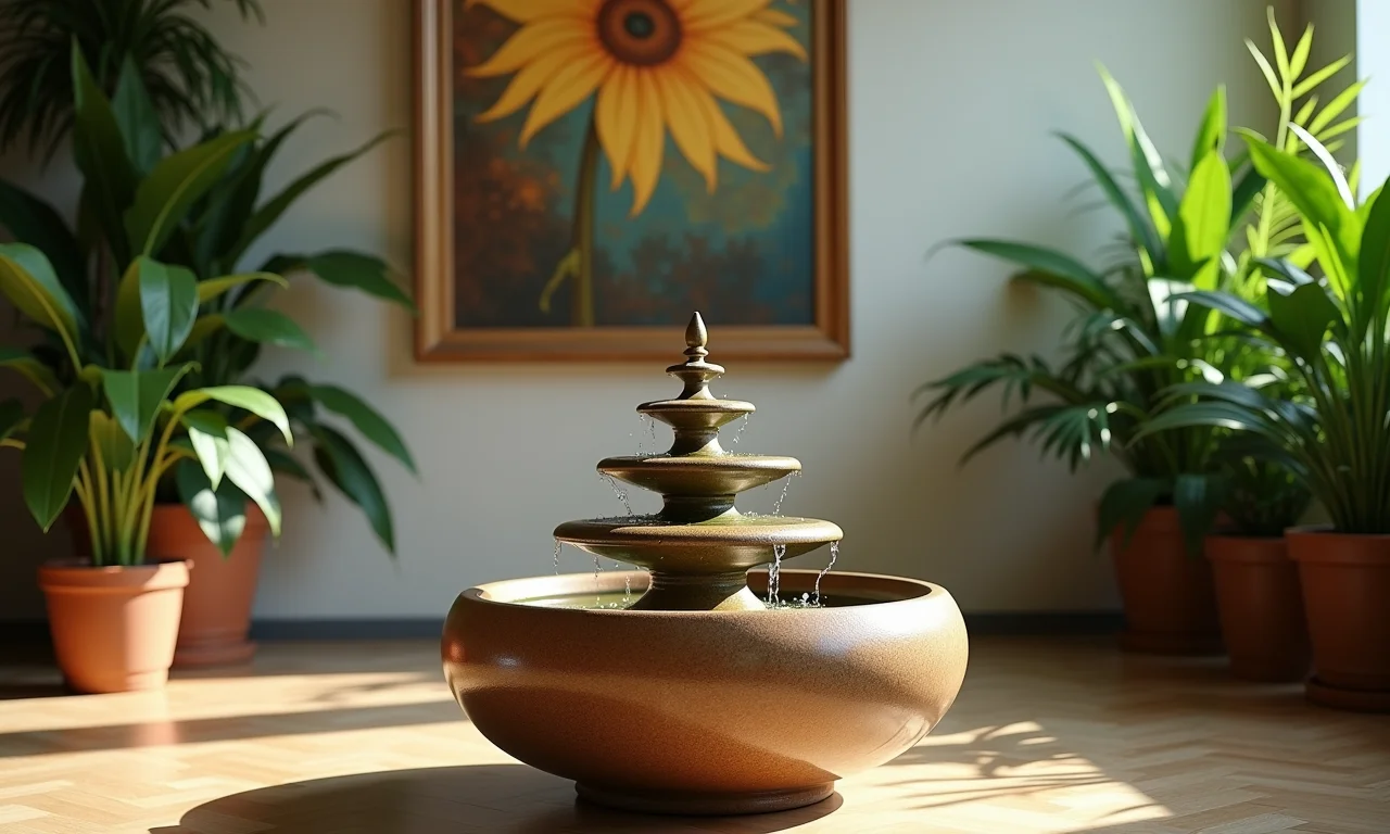 Cascata de cerâmica elegante em um ambiente interno sofisticado.