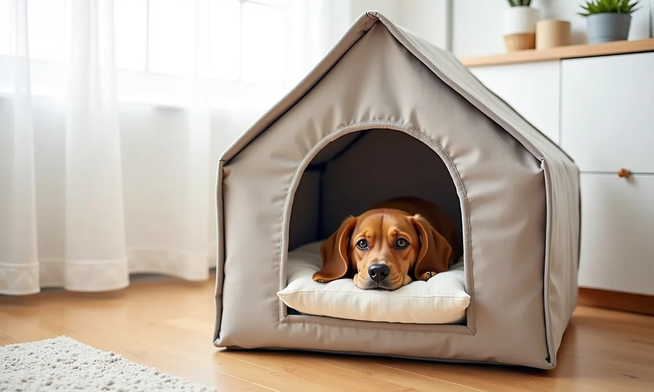 Casinha de pano com almofada removível, fácil de limpar.
