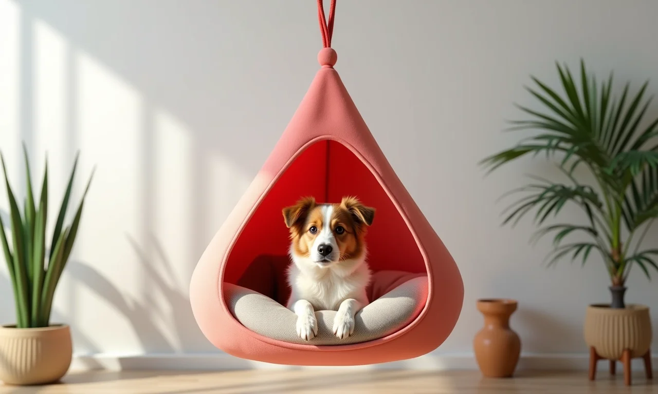 Casinha de pano suspensa, design moderno e divertido.