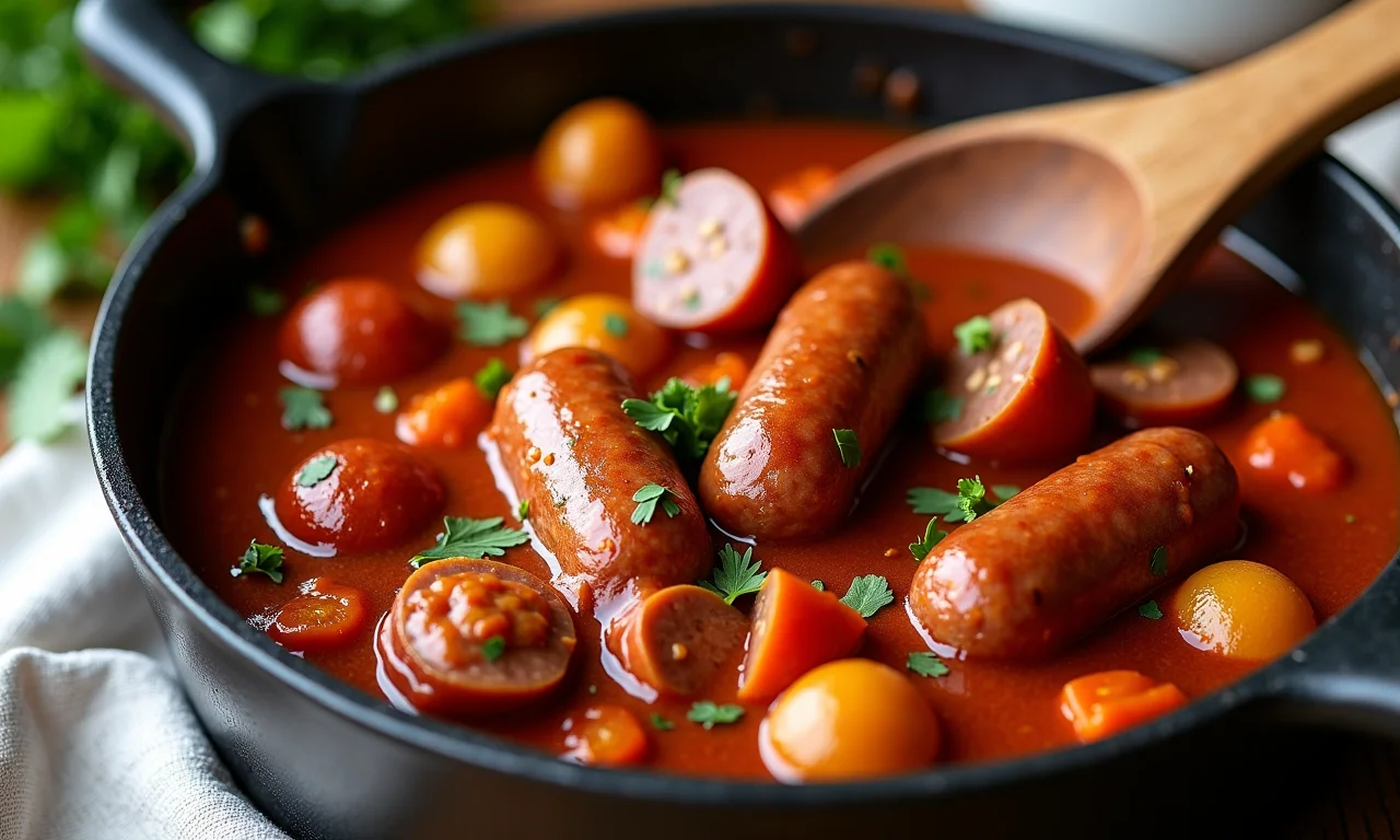 Cassoulet simplificado com linguiça toscana.