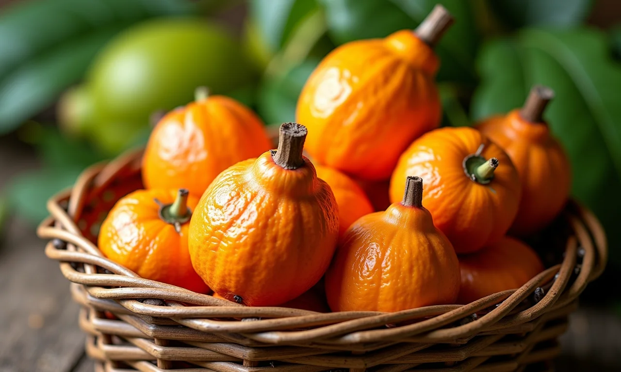 Cesta de oitis frescos, fruta urbana brasileira pouco conhecida.