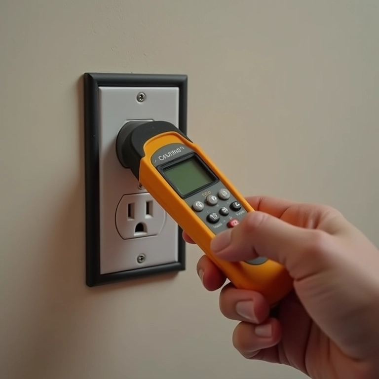 Chave de teste de polaridade sendo usada em tomadas (com cautela).