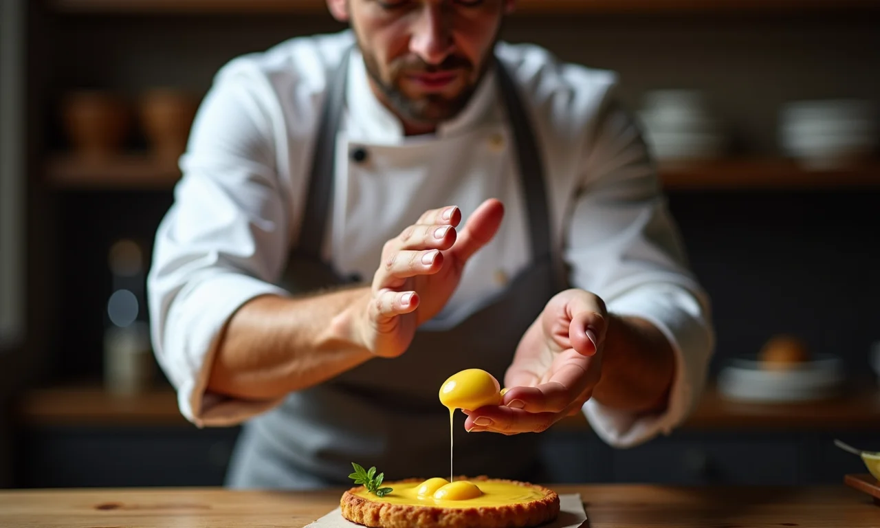 Chef experiente demonstrando a técnica do beurre noisette.