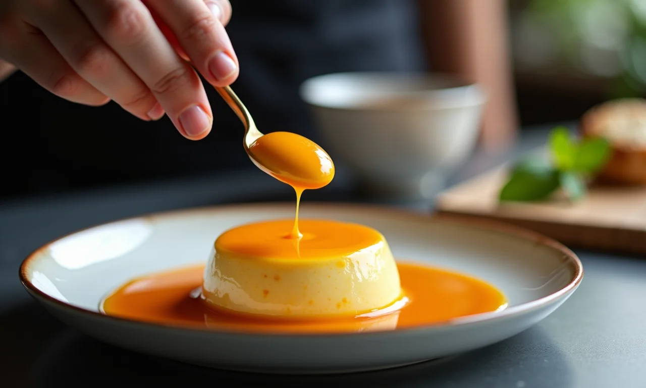 Chef finalizando zabaione.