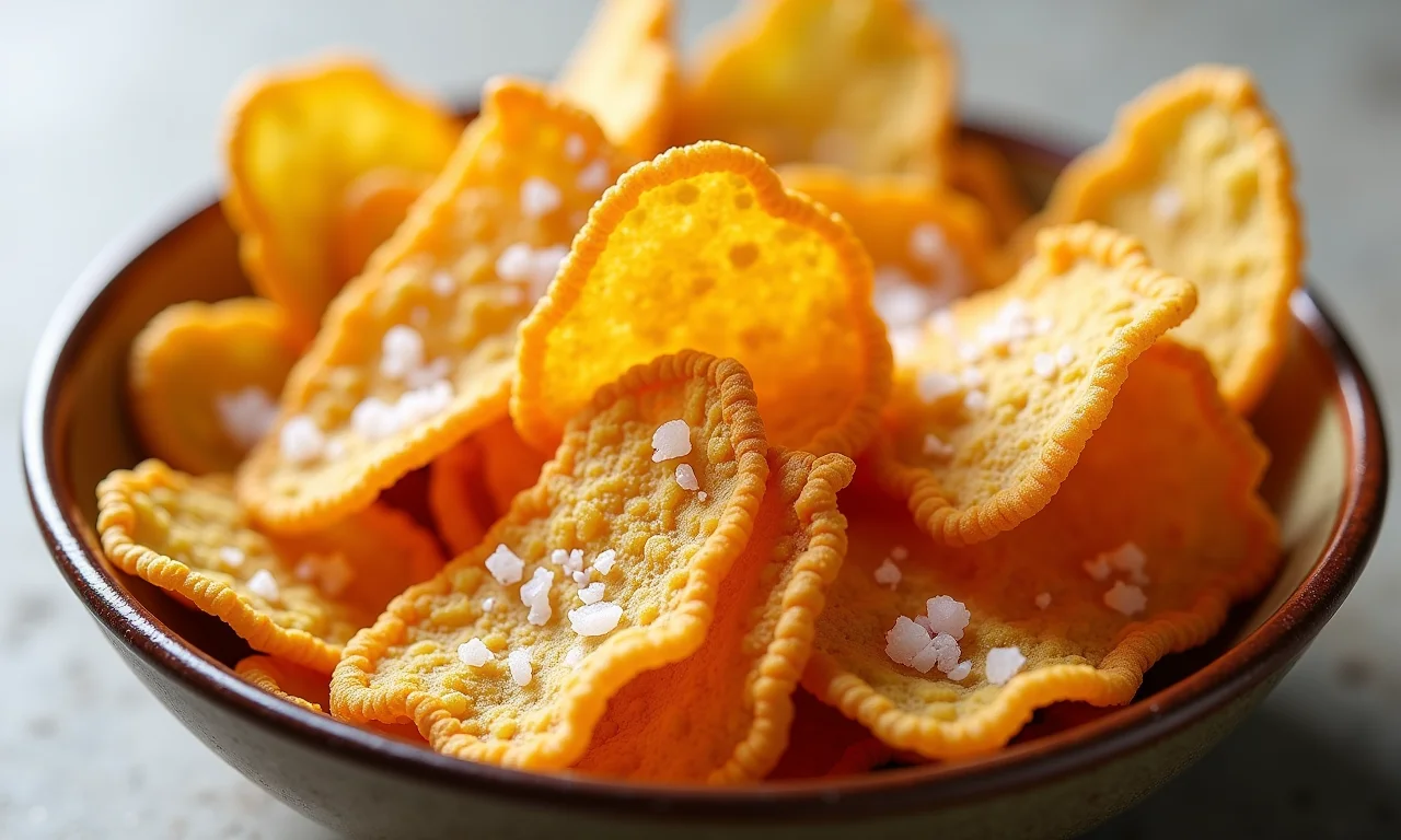 Chips crocantes de mangarito: snack saudável.