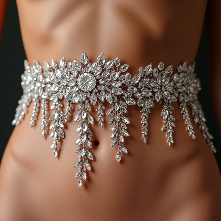 Cinto de strass com correntes.