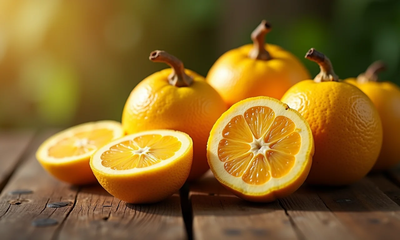 Ciriguelas maduras em close, algumas cortadas, mostrando a textura da fruta.