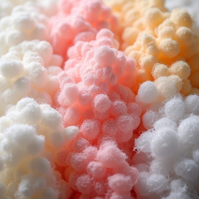 Close-up de diferentes tipos de manta acrílica.