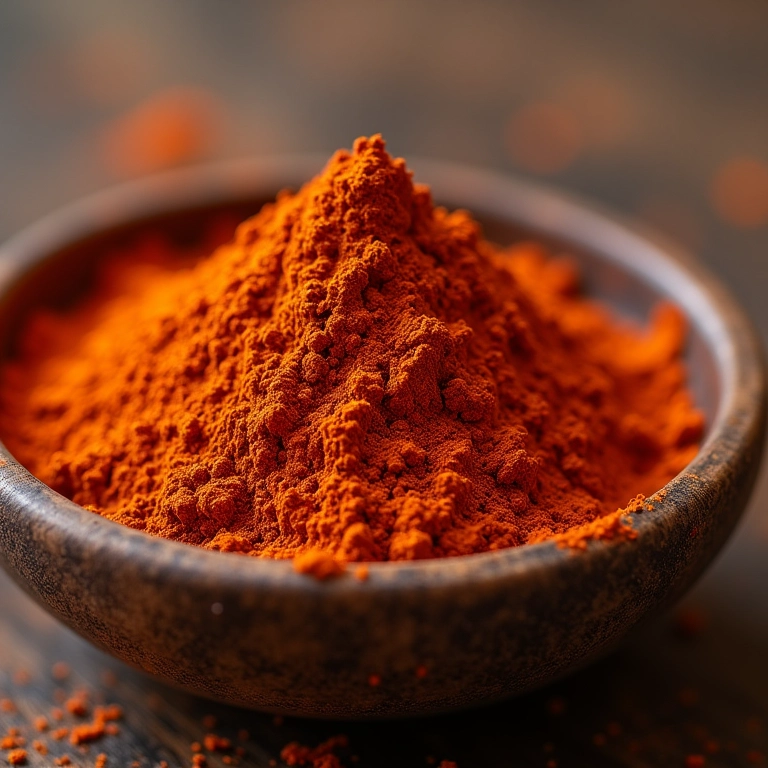 Close-up de pó de henna natural em uma tigela.