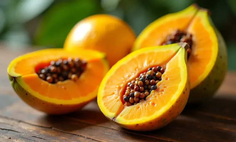 Close-up de sete-capotes mostrando suas camadas e textura, uma fruta exótica brasileira.