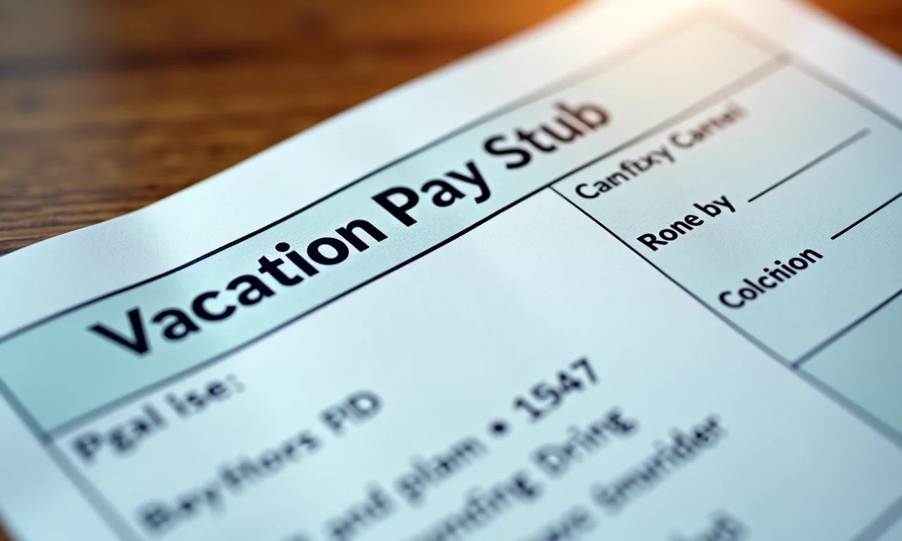 Close-up de um recibo de férias.