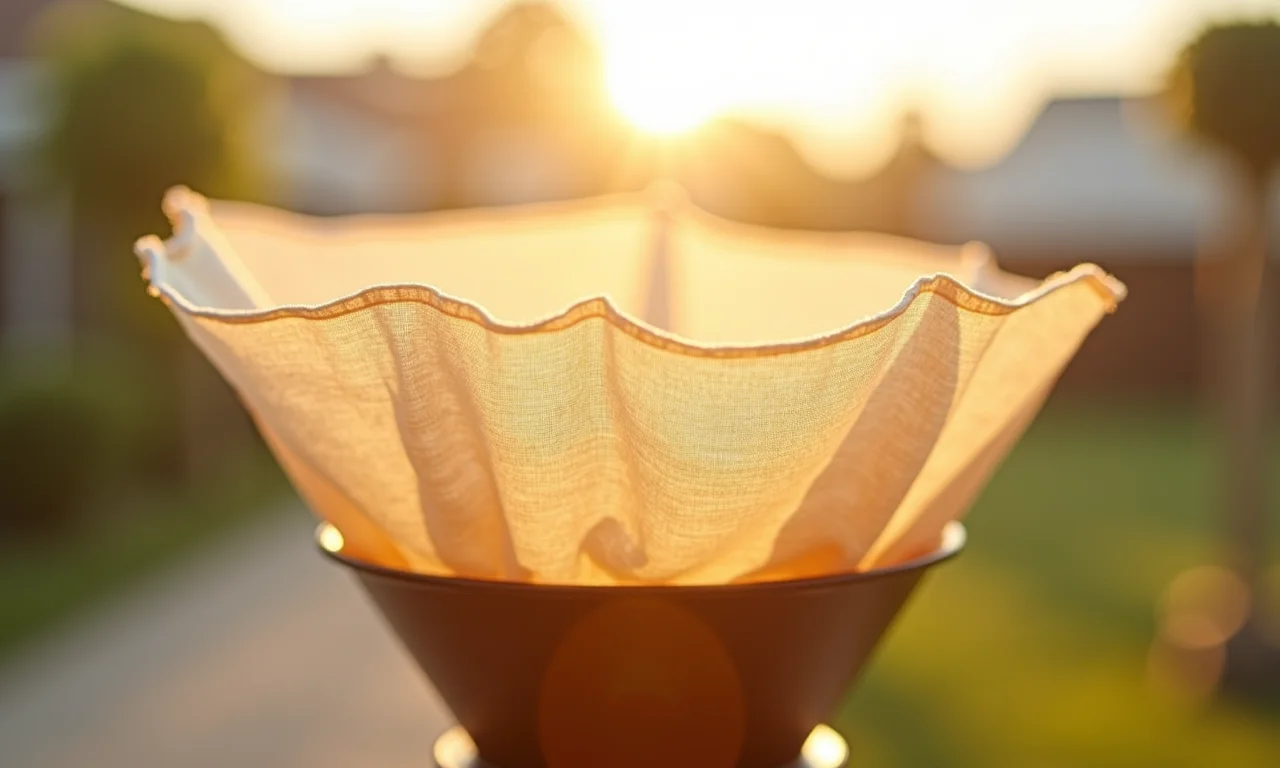 Coador de pano limpo secando ao sol.