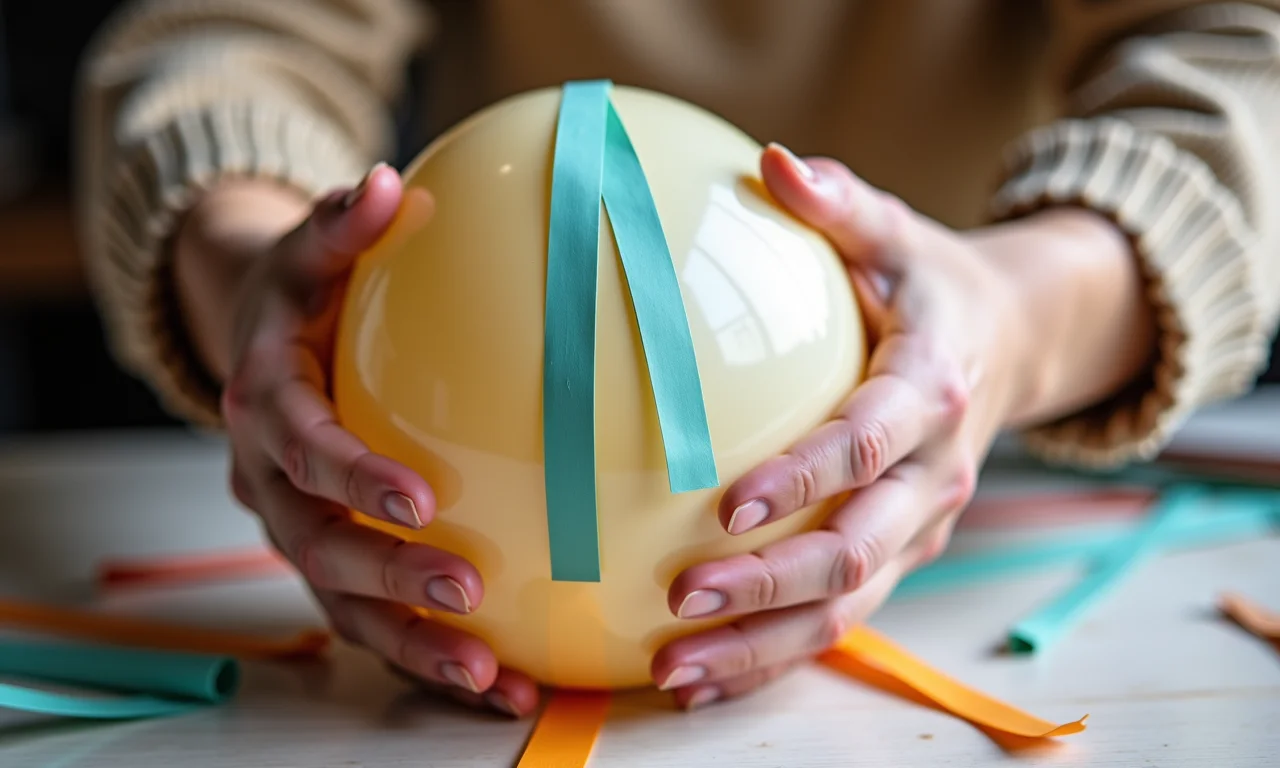 Cobrir a bexiga com tiras de papel e cola para criar a base do globo.