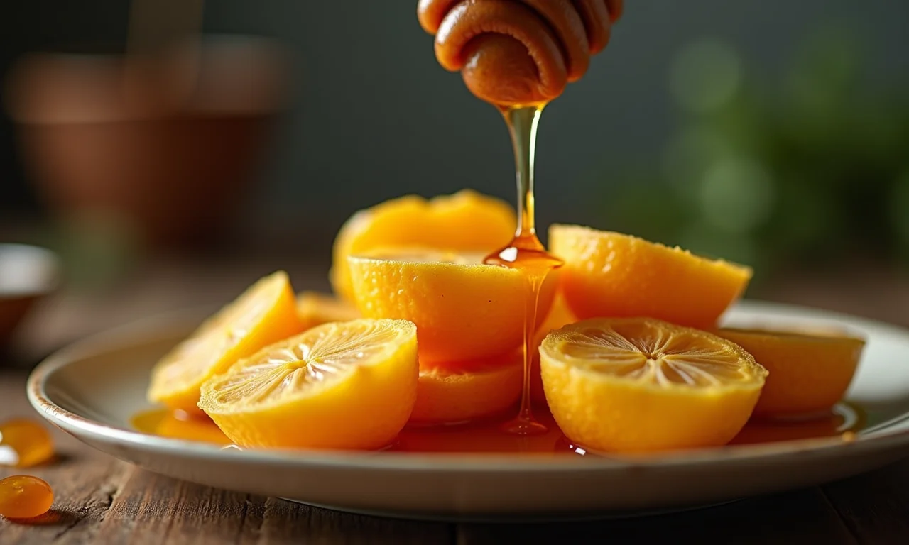 Cocada feita com adoçante natural, mel escorrendo.