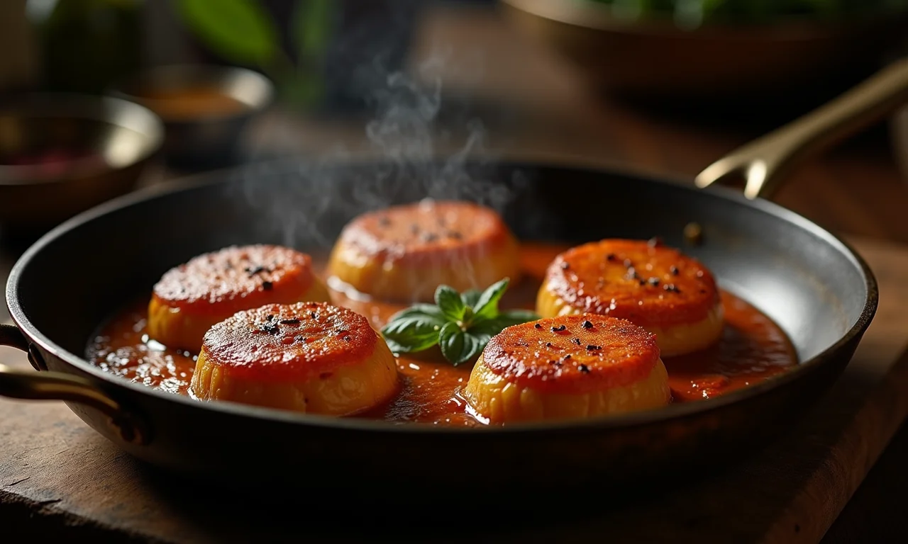 Cocada queimada com rapadura em panela de cobre.