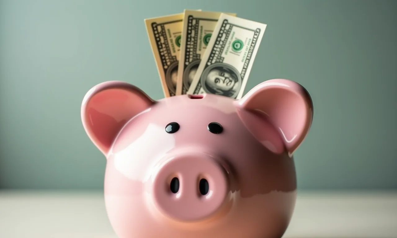 Cofrinho com 13º salário em cima, representando o décimo terceiro proporcional.