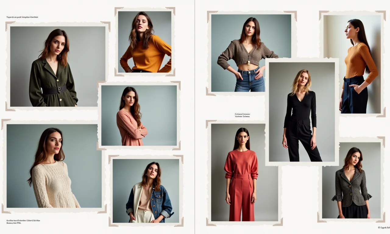 Colagem de revistas de moda, blogs de estilo e looks de passarela inspiradores.