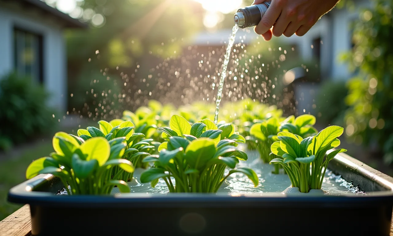 Coletando água da chuva para usar na hidroponia.