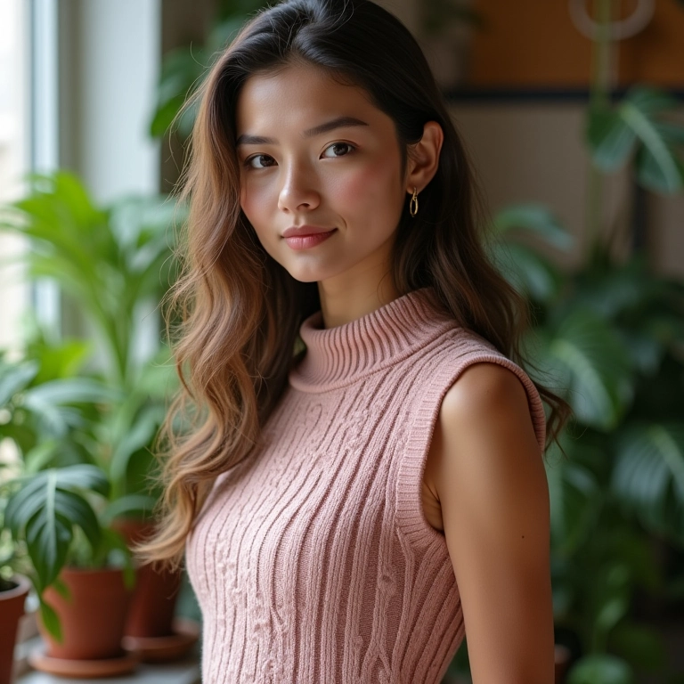 Colete cropped de tricô moderno.