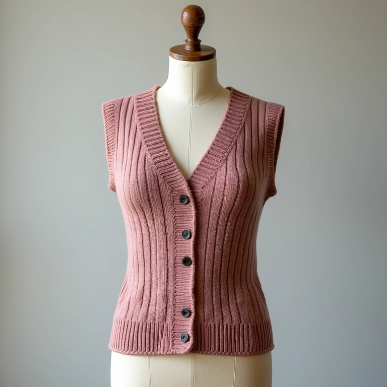 Colete de tricô torto.