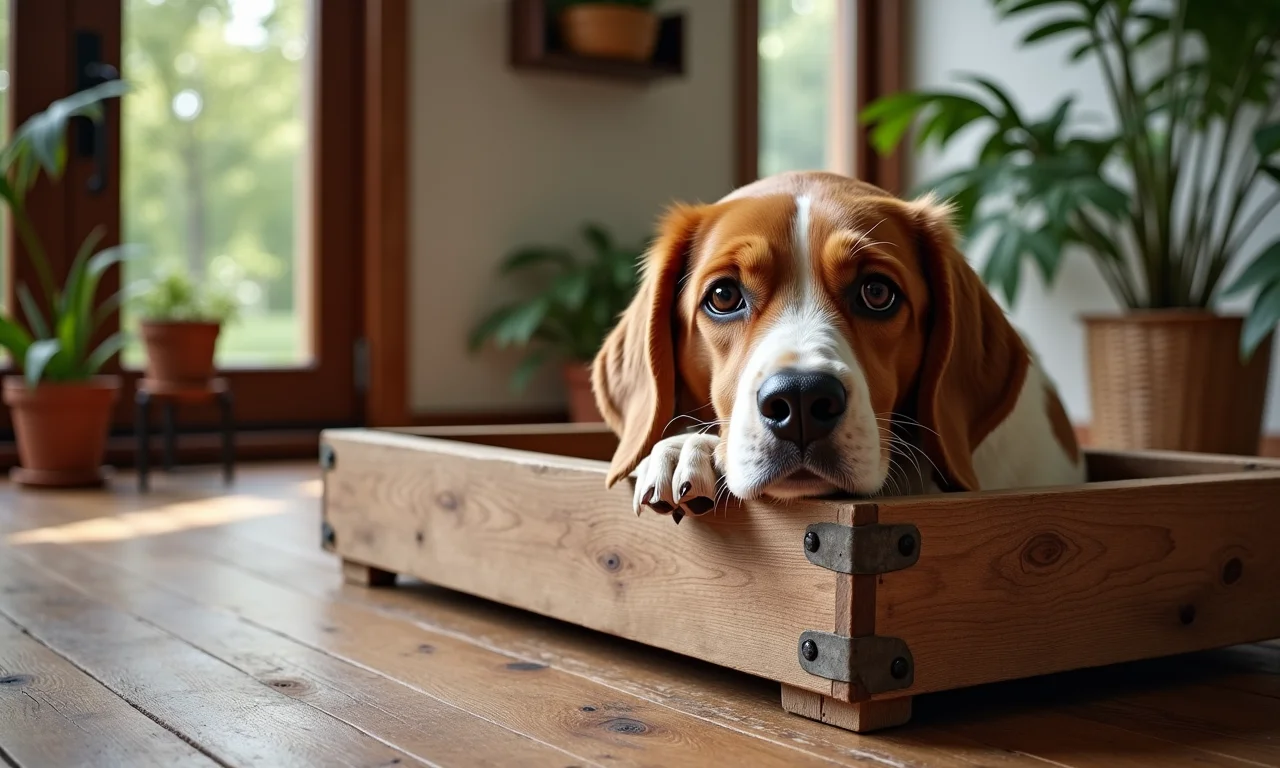 Comedouro rústico de madeira em um lar aconchegante.