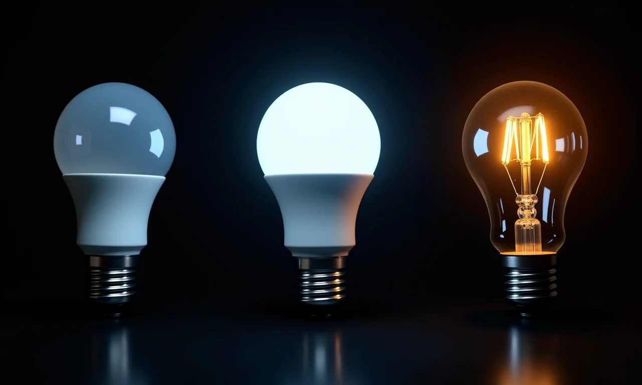 Comparação de lâmpadas de luz negra: LED, fluorescente, incandescente.