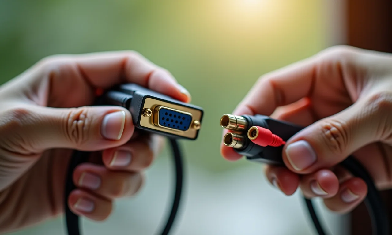 Comparação entre cabos VGA e AV.