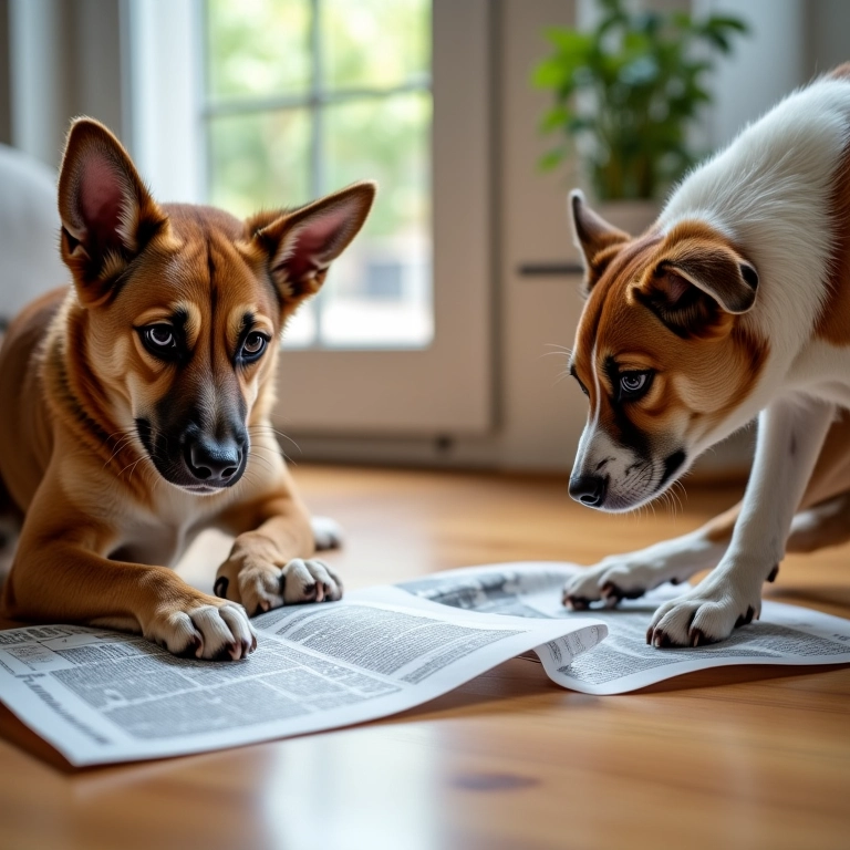 Comparação tapete higiênico e jornal para cachorro