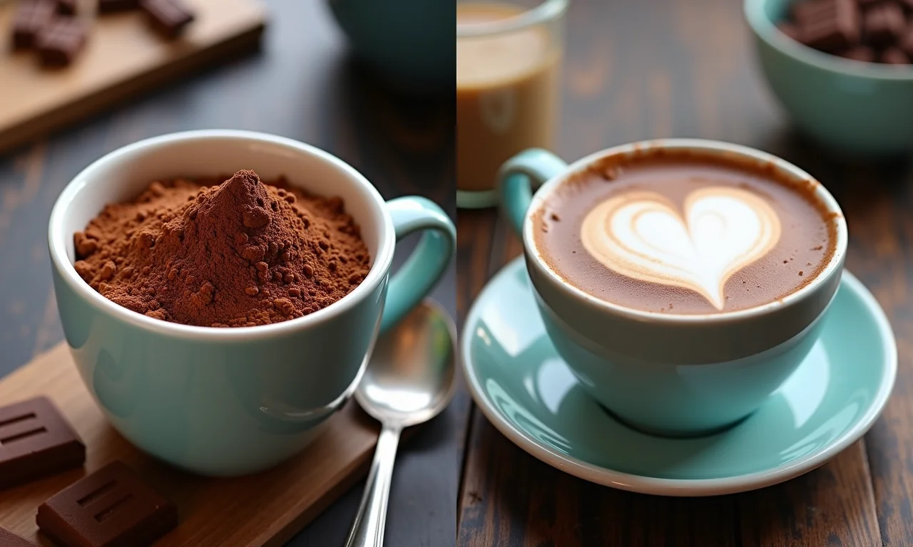 Comparativo: chocolate quente com chocolate em pó vs. achocolatado.